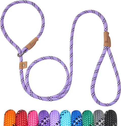 Miniatura 18 de Correa deslizante de 5 pies para perro, correa de cuerda resistente para perros pequeños, medianos y grandes, correa de entrenamiento sin tirones