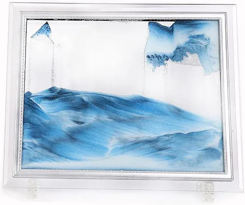 Imágenes de arte en arena, pintura de arena movediza, decoración de sala de estar, escritorio 3D, paisaje natural, imagen de arena fluida con base