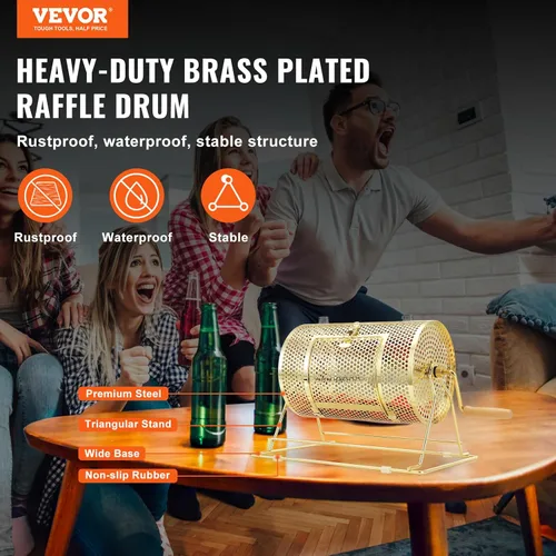Miniatura 2 de VEVOR Girador de Boletos de Rifa – Tambor de Rifa de 12 x 8 Pulgadas para Sorteo Giratorio de Lotería, Caja Enrolladora de Boletos de Rifa Chapada