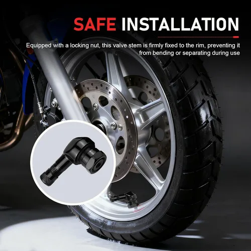 Miniatura 7 de 2 vástagos de válvula de neumático de motocicleta, aleación de aluminio CNC de 90 grados, universales para neumáticos sin cámara de 0.394 in a 0.445