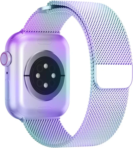 Miniatura 10 de TRA Correa de acero inoxidable compatible con Apple Watch de 38 mm 42 mm 40 mm 44 mm 41 mm 45 mm 46 mm 49 mm, correa de malla con cierre magnético
