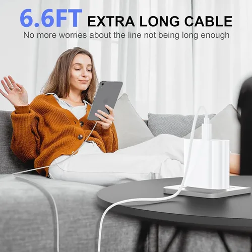Miniatura 8 de Cargador rápido USB C de 20 W para Apple iPad Pro de 13/12.9/11 pulgadas, iPad A16/10ª generación, iPad Air de 11/13 pulgadas/5ª/4ª, iPad mini 6/7
