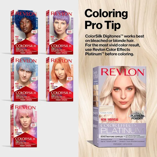 Miniatura 5 de Revlon ColorSilk Digitones - Tinte permanente para el cabello con queratina, azul plateado 91D, 1 unidad