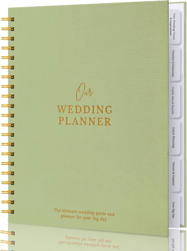 Miniatura 17 de Libro y organizador de boda atemporal premium de alta calidad, libro de planificación de bodas, carpeta completa de recuerdo y cuenta regresiva