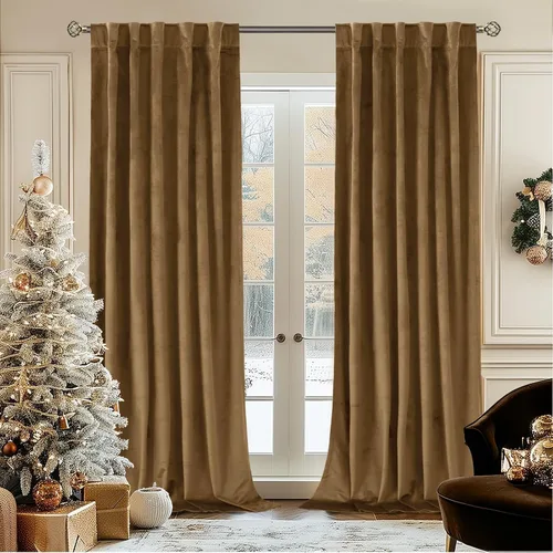 Miniatura 62 de BGment Cortinas de terciopelo rosa polvoriento, 2 paneles de 84 pulgadas, 2 paneles para sala de estar, aislamiento térmico de lujo, reducen