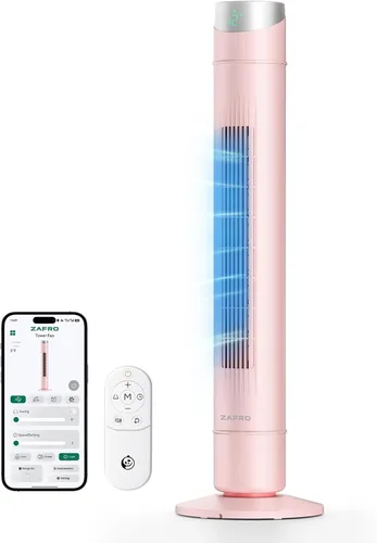 Miniatura 53 de ZAFRO Ventilador de torre inteligente para dormitorio, ventilador de torre oscilante de 120°, 28 pies/s de alta velocidad, 12 velocidades, 4 modos