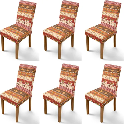 Miniatura 104 de Rnyleeg Thanksgiving Chair Covers for Living Room No Arms Turkey Pumpkin Stretch Dining Chair Covers Set of 6 Soft Washable Kitchen Chair Protector