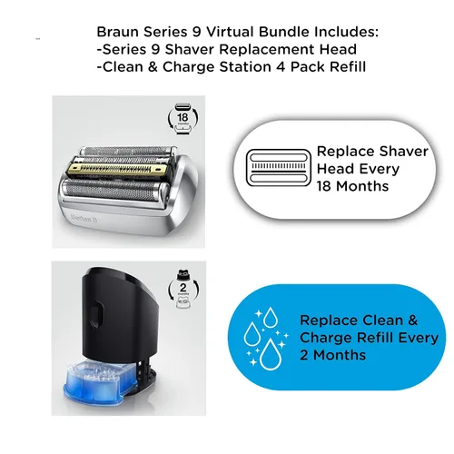 Miniatura 7 de Braun Cabezal de repuesto para afeitadora eléctrica Serie 9, 92S, compatible con todas las maquinillas de afeitar eléctricas Series 9 y cartuchos
