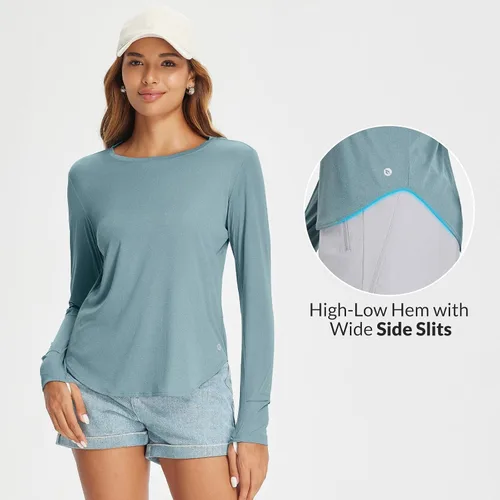 Miniatura 78 de BALEAF - Camisetas de sol de manga larga para mujer, con FPU 50+, para senderismo, ligeras, de secado rápido, protección contra rayos ultravioleta