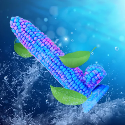 Miniatura 5 de Monster Consolador Colorido Grano Grande Maíz Adulto Sexo Juguete con Fuerte Ventosa 8 Pulgadas Flexible Suave Consoladores Vegetales - Azul