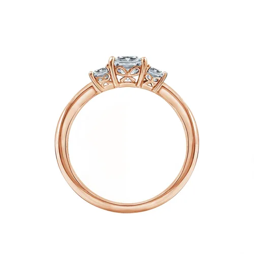 Miniatura 2 de Tienda Essentials Anillo de plata de ley chapada en platino o oro con 3 piedras de corte princesa hecho con circonitas Infinite Elements