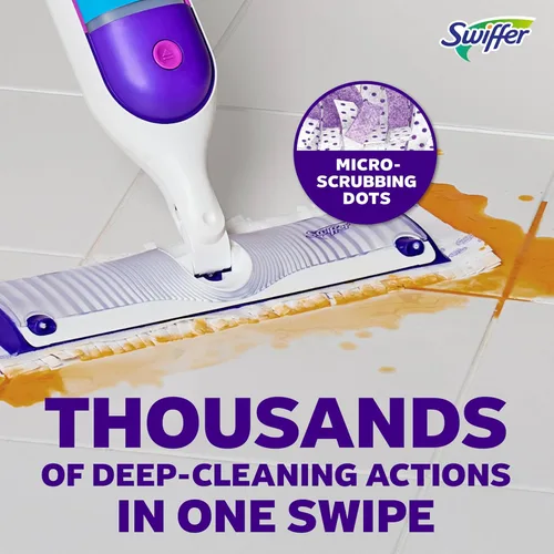 Miniatura 6 de Swiffer PowerMop - Recambios de almohadilla de trapeador multisuperficie para limpieza de pisos, 11 unidades, color blanco/morado
