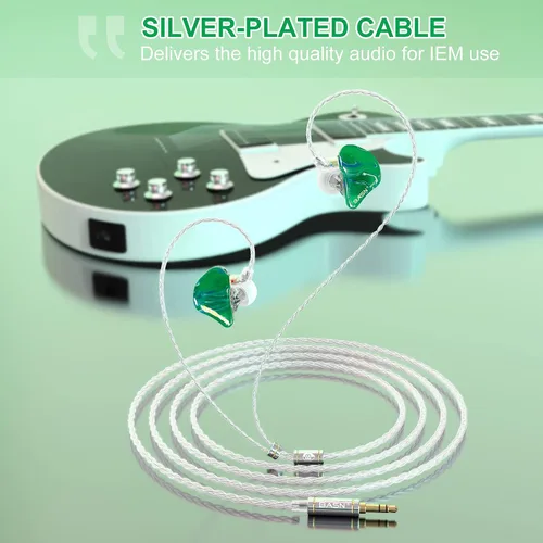 Miniatura 3 de BASN - Auriculares intrauditivos con monitor para músicos, auriculares con aislamiento de ruido de triple conductor con 2 cables MMCX desmontables