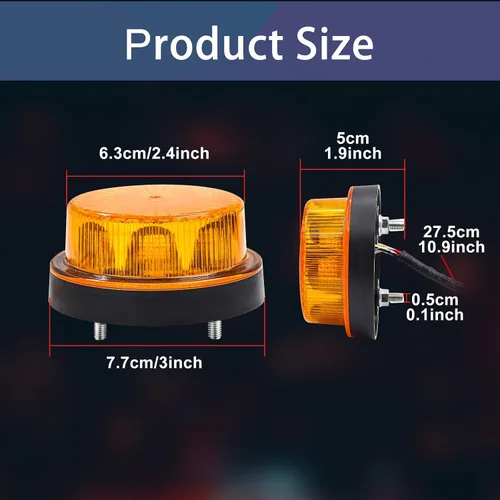 Miniatura 4 de Luz estroboscópica LED de advertencia, luz estroboscópica intermitente, 12 V 24 V, mini faro estroboscópico redondo en la azotea, amarillo claro