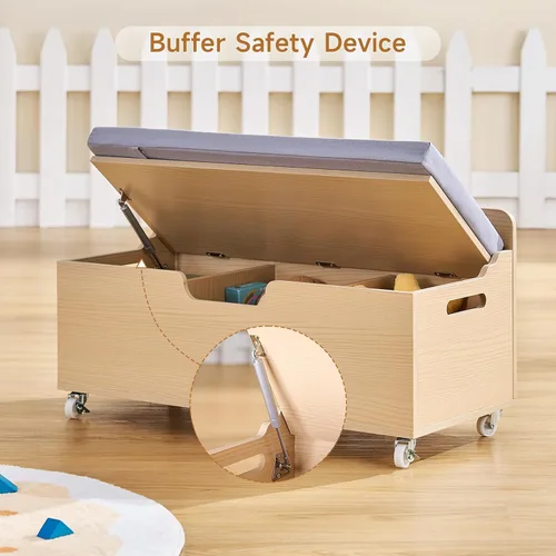Miniatura 5 de ONBRILL Estantería para niños con rincón de lectura, organizador de almacenamiento de juguetes de 55.2 pulgadas, 6 cubos de almacenamiento