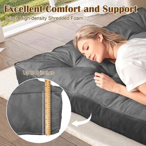 Miniatura 3 de Colchón futón de 8 pulgadas, tamaño Queen, 60 x 80 pulgadas, sofá cama de futón grueso para adultos, colchón futón de terciopelo relleno de espuma
