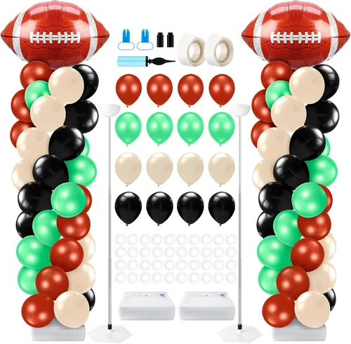 Miniatura 19 de Kasyat Juego de 2 soportes de columna de globos para fiesta de arañas con 2 arañas y 100 globos de látex rojos, azules y negros, soportes de arco