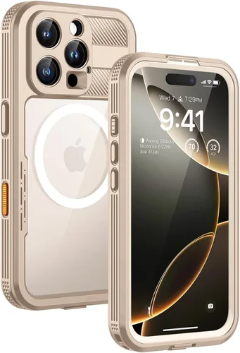 Miniatura 22 de Lanhiem Funda magnética para iPhone 17 Pro Max, IP68 impermeable, a prueba de polvo, compatible con Magsafe, protector de pantalla integrado, cuerpo