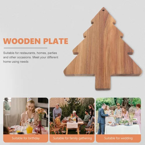 Miniatura 4 de COHEALI Tabla de cortar de madera con forma de árbol de Navidad tablas de charcutería tablas de cortar bandeja de alimentos pan de queso, pizza