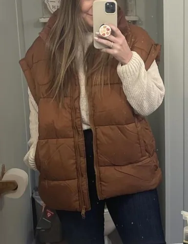 Miniatura 7 de Daacee Chaleco acolchado de burbujas para mujer, manga casquillo de invierno, con cremallera, acolchado, ligero, abrigo, abrigo, ropa de abrigo