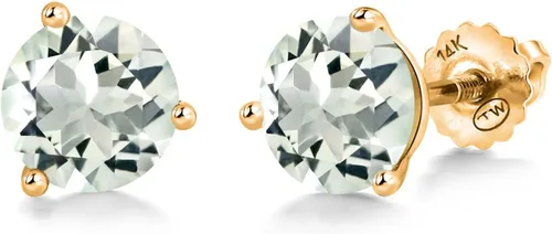 Miniatura 15 de Gem Stone King Aretes de Martini de oro amarillo de 14 quilates Aretes de tuerca de 3 puntas para mujeres y hombres Redondos de 0.236 pulgadas