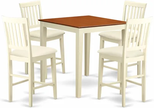 Miniatura 9 de East West Furniture VERN3-WHI-W - Juego de pub de 3 piezas de altura de mostrador para espacios pequeños contiene una mesa de comedor cuadrada y 2
