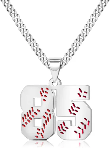 Miniatura 109 de Btysun Collares de béisbol de béisbol número 0-99 dijes de acero inoxidable para hombres, regalos de béisbol, papá, marido, regalo de Navidad