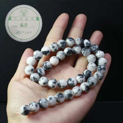 Miniatura 2 de Cuentas de jade persa natural de 0.315 pulgadas, 100 cuentas redondas sueltas de cristal curativo teñido negro colorido para la fabricación