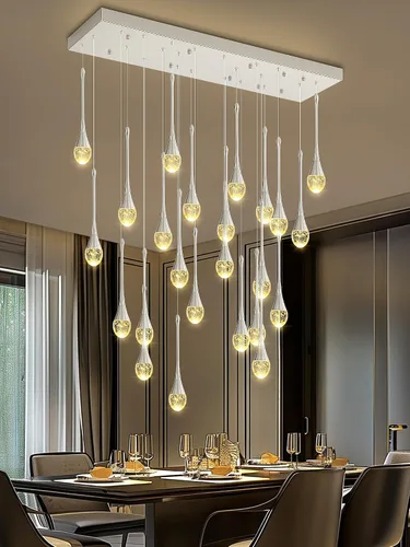 Miniatura 54 de ykolupty Candelabro Moderno de 138'', 20 Luces, Lámpara Colgante Moderna Negra, Candelabro Grande para Escalera, Vestíbulo, Sala de Estar, Negro