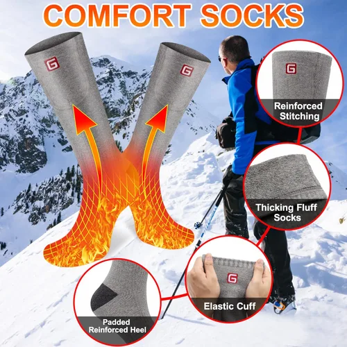 Miniatura 6 de Calcetines con calefacción con batería eléctrica recargable, para mujeres y hombres. Para invierno, esquí, deportes al aire libre. M/L Gris