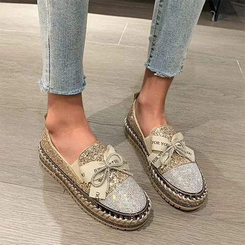 Miniatura 2 de Zapatos deportivos de moda con purpurina para mujer, zapatos para caminar con plataforma con diamantes de imitación, lindos mocasines brillantes