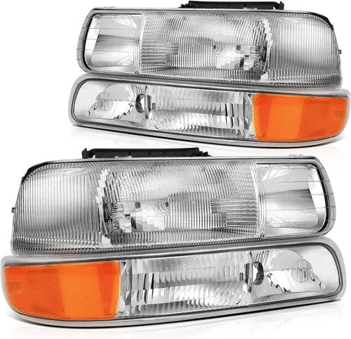Miniatura 44 de Conjunto de faros delanteros para Chevy Avalanche 1500 2003-2006 para Avalanche 2500 03-06 para 1500 Classic 2007 carcasa negra reflector ámbar
