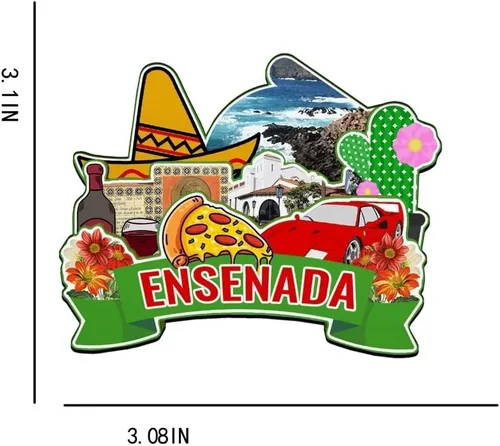 Miniatura 3 de Ensenada México - Imán de madera para nevera, diseño 3D de México, recuerdos coleccionables, decoración hecha a mano -3413