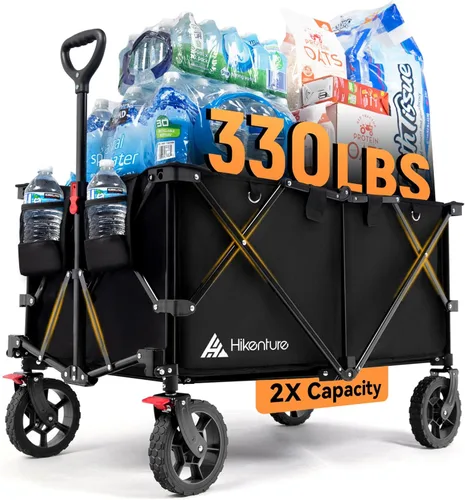 Miniatura 8 de Hikenture Carro plegable – Capacidad de 330 libras, carro plegable extra grande con ruedas todo terreno, carrito de playa utilitario para jardín al
