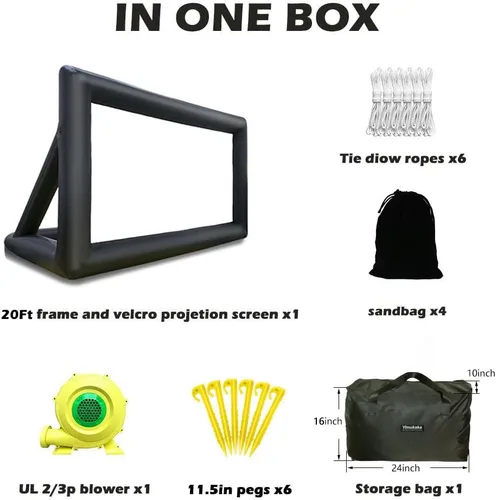 Miniatura 2 de Pantalla de cine inflable de 20 pies, pantalla de proyección delantera y trasera, sin costuras, ideal para noches de cine, fiestas en la piscina