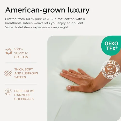 Miniatura 3 de Threadmill Sábanas California King, sábanas de algodón Supima americano certificado, 1000 hilos, calidad hotelera, juego de sábanas de lujo de 4