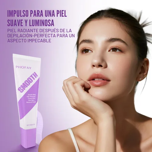Miniatura 5 de PHOFAY Crema depilatoria para hombres y mujeres, piel sensible, de acción rápida, recomendada por dermatólogos, con aloe y ácido hialurónico