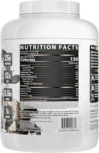 Miniatura 7 de Nutrex Research IsoFit Polvo de Proteína de Suero Instantáneo 100% Proteína Aislada de Suero (70 Porciones, Galletas y Crema)