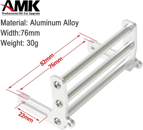 Miniatura 9 de Parachoques delantero RC, parachoques de aleación de aluminio, parachoques delantero de metal para automóvil RC 1/10 RC chasis Gspeed LCG TRX4 SCX10