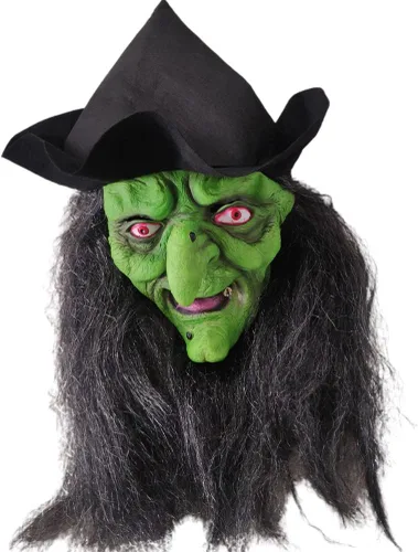 Miniatura 4 de Máscara de bruja de anciana, máscara de disfraz de Halloween con cabello y sombrero, espeluznante fiesta de miedo, accesorio de cosplay, máscara