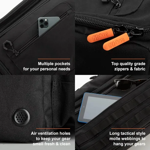Miniatura 6 de Fitdom Bolsa de yoga inspirada en la táctica para hombres adultos. Bolsas de yoga resistentes y transportadores que se adaptan a todas tus cosas.