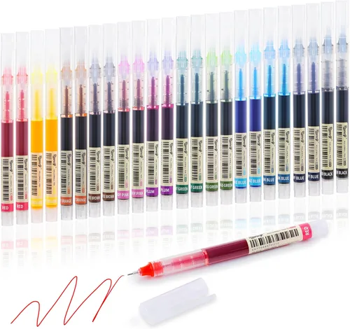 Miniatura 16 de Bolígrafos de Gel de Punta Fina Negra 12Pcs 0.5mm Bolígrafos de Gel de Bola de Tinta Líquida Negra Sin Manchas Sin Correr, Bolígrafo de Escritura