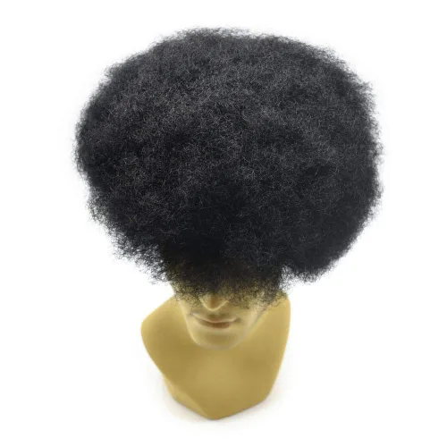 Miniatura 6 de Unidad de cabello de tejido afro para hombres negros, sistema de reemplazo de cabello humano brasileño para hombres africanos estadounidenses encaje
