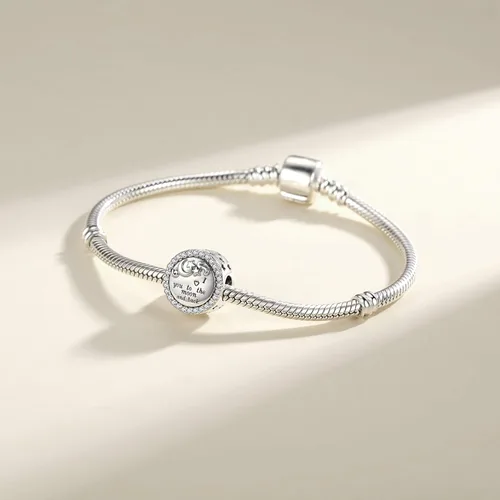 Miniatura 2 de Linorui Abalorio de plata de ley 925 para pulsera de Pandora con texto en inglés I Love You to the Moon and Back Fit Esposa hija mamá regalo