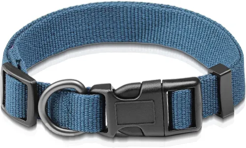 Miniatura 16 de Collar de perro azul para perros pequeños, transpirable, antiolor y suave, cómodo para cachorros de piel sensible, 90% rayón de bambú, hebilla Azul