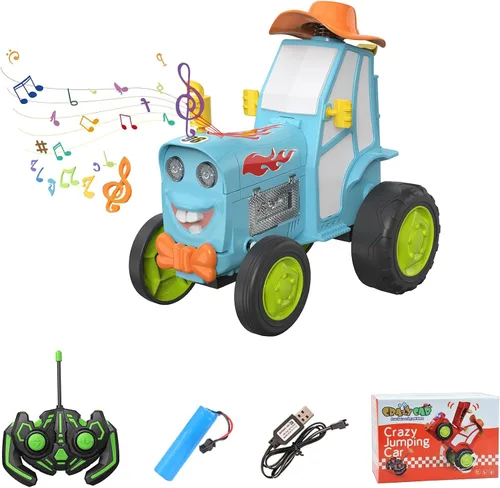 GoolRC Coche de salto loco para niños, auto de acrobacias RC con luces musicales, auto recargable a control remoto, juguete mecedora controlado por