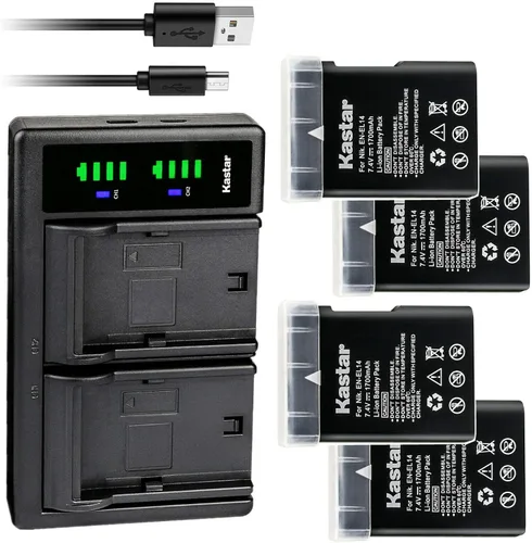 Miniatura 8 de Kastar Paquete de 2 baterías EN-EL14 y cargador USB LTD2 de repuesto para cámara réflex digital Nikon D5500, cámara D5600 DSLR, cámara Df DSLR