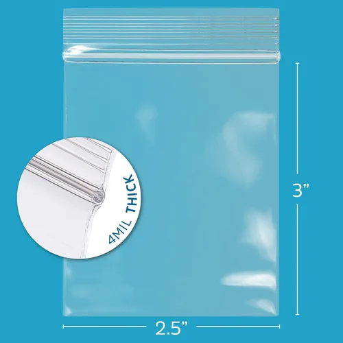 Miniatura 2 de Bolsa pequeña con cierre de 2.5 x 3 pulgadas, resistente de 4 mil, caja a granel de 1000 unidades, cierre superior transparente y resellable