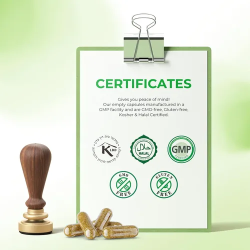 Miniatura 6 de Tamaño 0 cápsulas vacías veganas a base de plantas transparentes (100 unidades) sin gluten, sin OMG, kit de llenado de pastillas con certificación