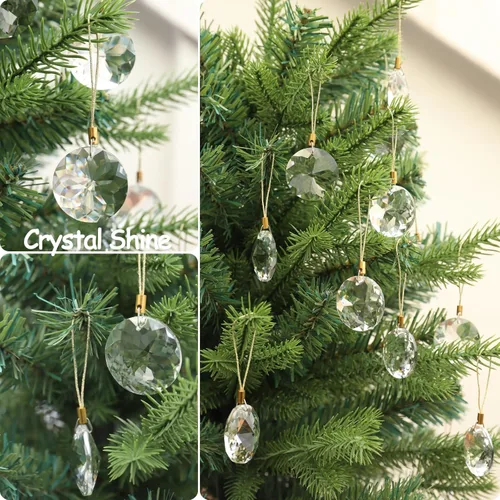 Miniatura 3 de 12 bolas de Navidad de cristal de 1.18 pulgadas, mini flor redonda de prisma para decoración de árbol de Navidad, adorno colgante para boda, fiesta